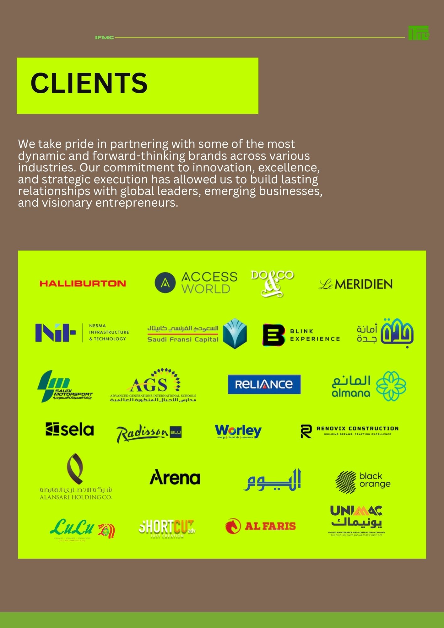 IFMC Trusted Global Partners and Clients